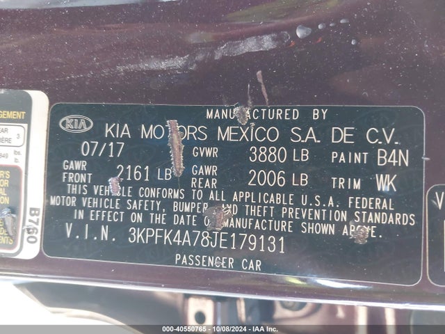 KIA FORTE LX 2018 3KPFK4A78JE179131 Image 9