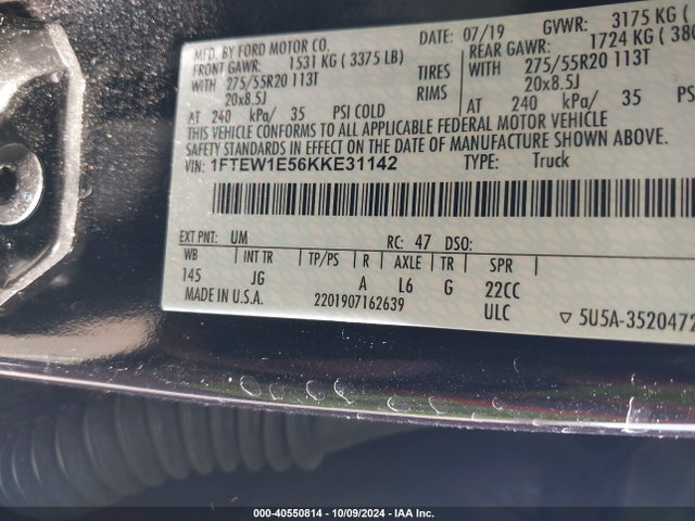 Ford F-150 Xl 2019 1FTEW1E56KKE31142 Image 9