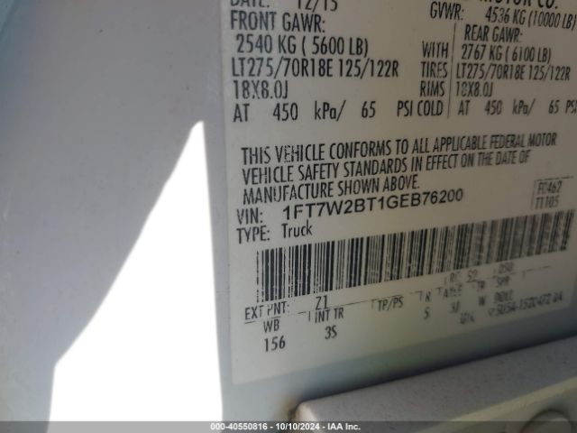 1FT7W2BT1GEB76200 Ford F-250 Xlt