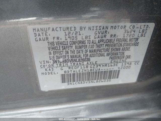 3N1CN8DV5NL826035 Nissan Versa 1.6 S Xtronic Cvt