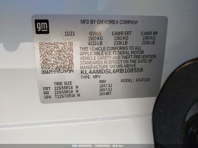 KL4AMDSL6RB108559 Buick Encore Gx Sport Touring Fwd