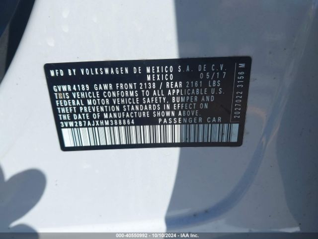 3VW2B7AJXHM388864 Volkswagen Jetta 1.4t S