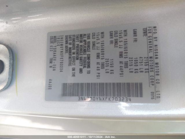 3N63M0YNXFK703234 Chevrolet City Express 1ls