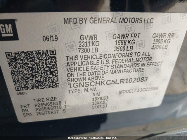 1GNSCHKC5LR102083 Chevrolet Suburban 2wd Lt