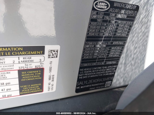 SALYL2EX0RA384616 Land Rover Range Rover Velar P250 Dynamic Se