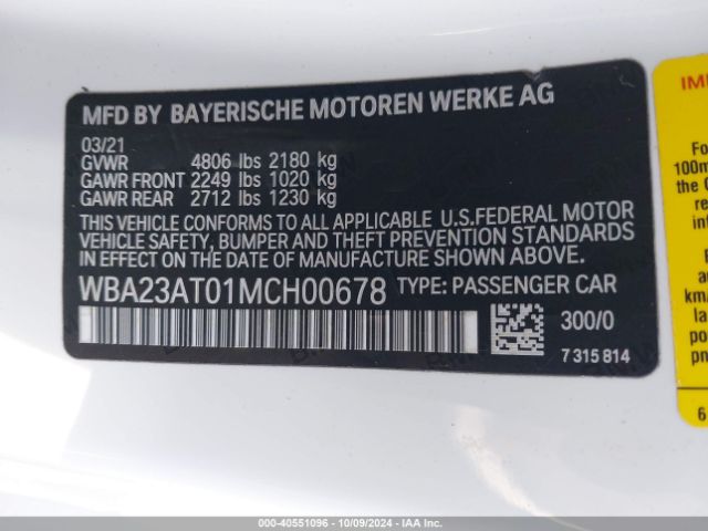 WBA23AT01MCH00678 BMW 430I