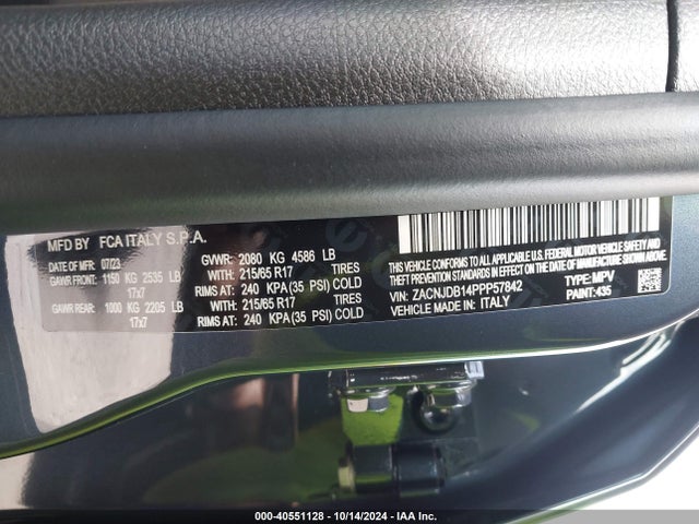 ZACNJDB14PPP57842 Jeep Renegade Upland 4x4
