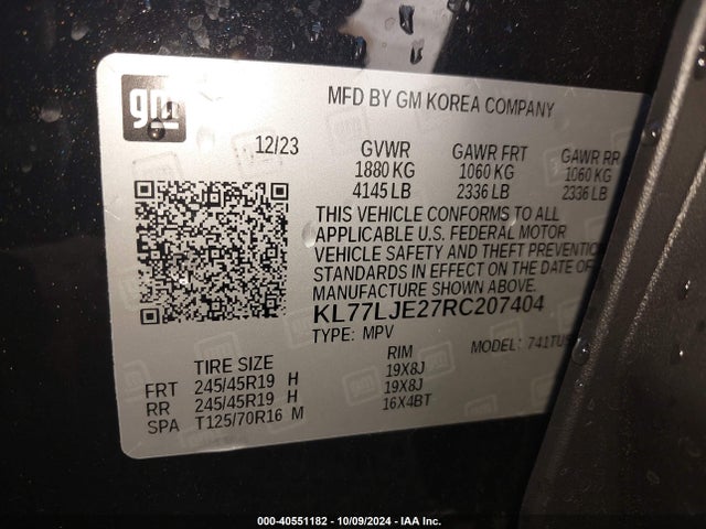 KL77LJE27RC207404 Chevrolet Trax Fwd 2rs