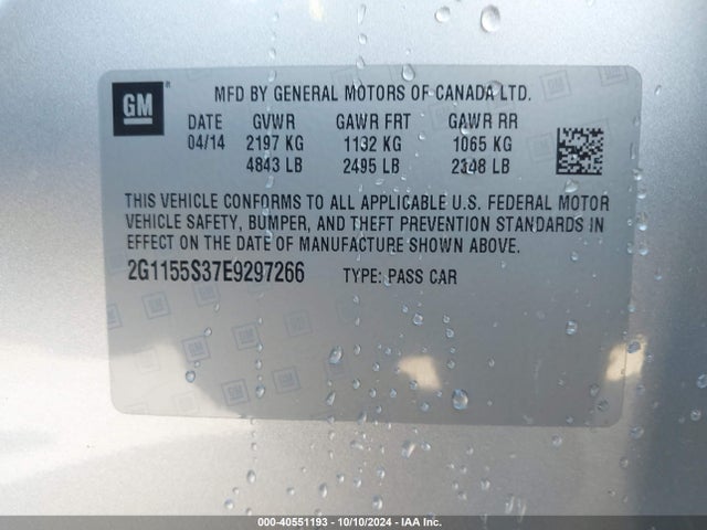 Chevrolet IMPALA 2LZ 2014 2G1155S37E9297266 Image 9