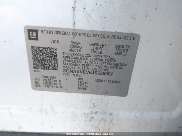 3GNAXVEV6JS628907 Chevrolet Equinox Premier