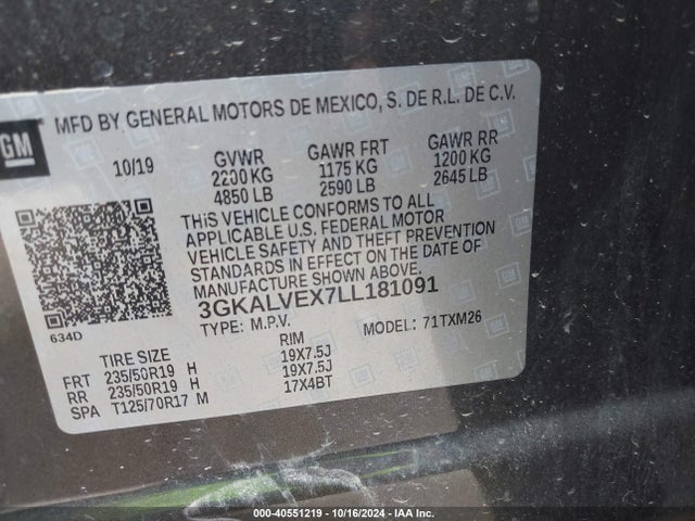 3GKALVEX7LL181091 GMC Terrain Awd Slt