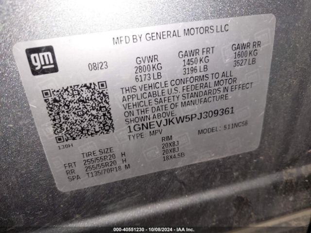 1GNEVJKW5PJ309361 Chevrolet Traverse Awd Rs
