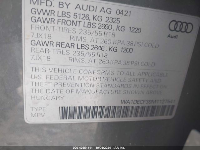 WA1DECF39M1127541 Audi Q3 Premium 45 Tfsi S Line Quattro Tiptronic
