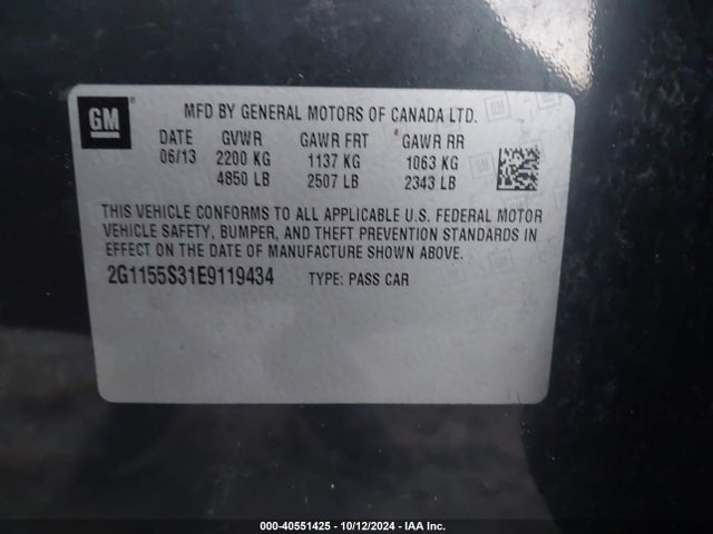 Chevrolet IMPALA 2LZ 2014 2G1155S31E9119434 Image 9