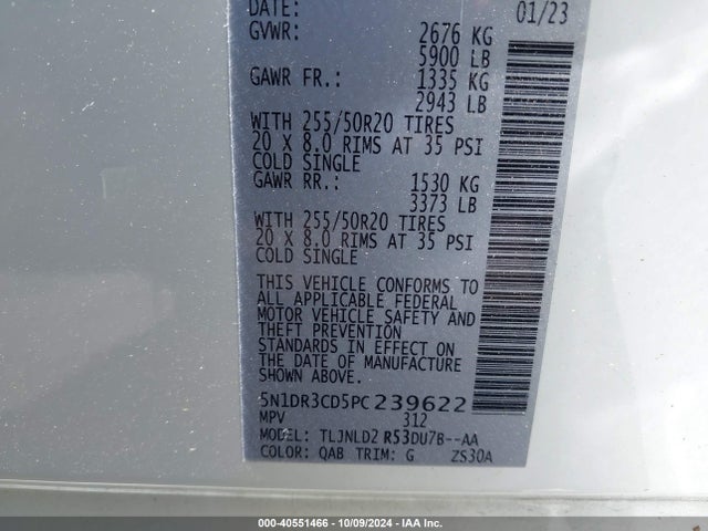 Nissan Pathfinder Sl 4wd 2023 5N1DR3CD5PC239622 Image 9