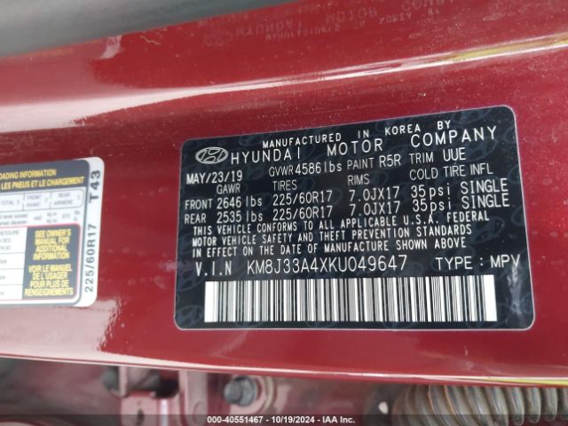 KM8J33A4XKU049647 Hyundai Tucson Value