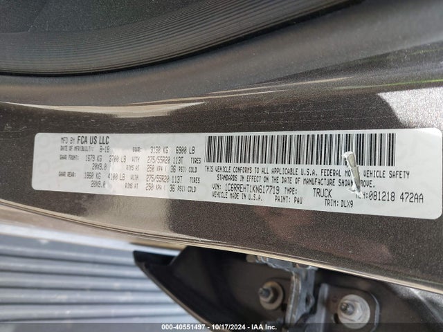 RAM 1500 Limited  4x2 5'7 Box 2019 1C6RREHT1KN617719 Image 9