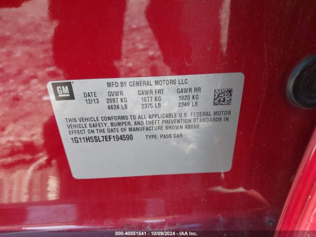 1G11H5SL7EF194590 Chevrolet Malibu 1lz