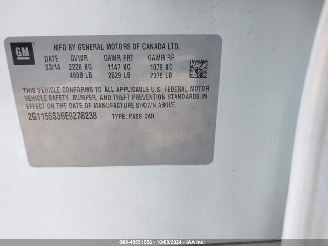 Chevrolet IMPALA 2LZ 2014 2G1155S36E9278238 Image 9