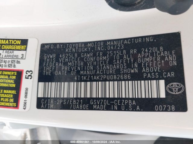 4T1KZ1AK2PU082686 Toyota CAMRY TRD