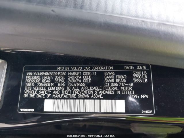 YV449MRK5G2915280 Volvo Xc60 T6 Drive-e