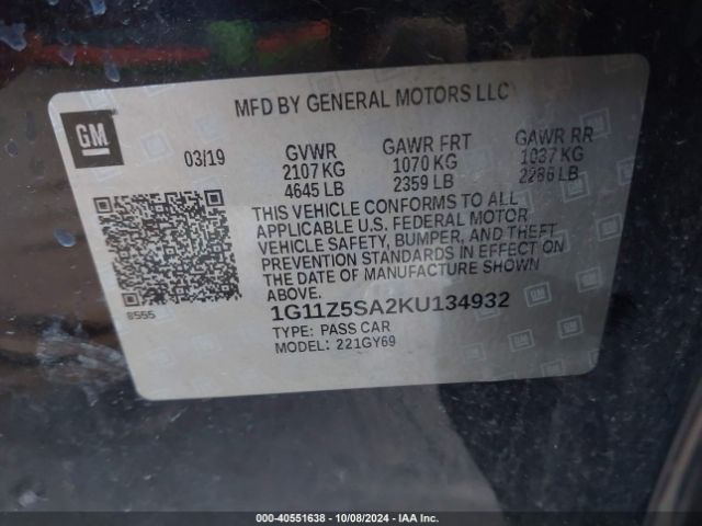 1G11Z5SA2KU134932 Chevrolet IMPALA LT