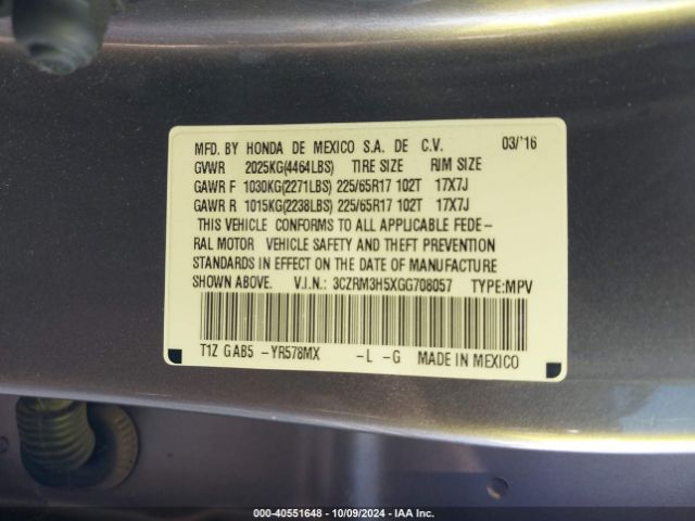 3CZRM3H5XGG708057 Honda CR-V EX