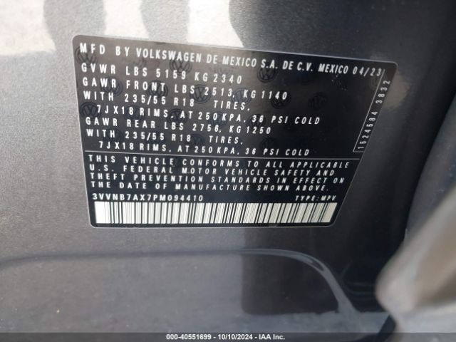 3VVNB7AX7PM094410 Volkswagen Tiguan 2.0t Se