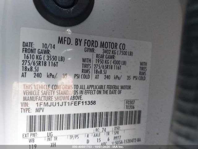 1FMJU1JT1FEF11358 Ford Expedition Xlt