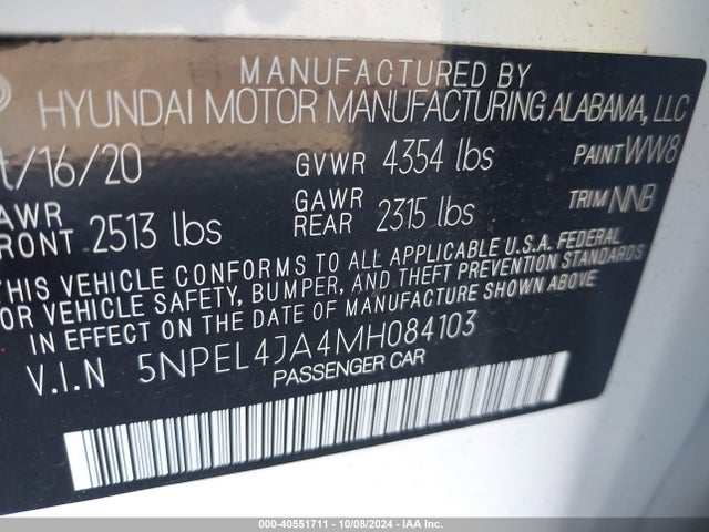 Hyundai SONATA SEL 2021 5NPEL4JA4MH084103 Image 9