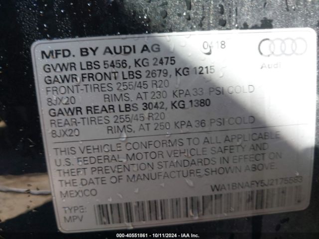 2018 AUDI Q5 WA1BNAFY5J2175583 Photo 8