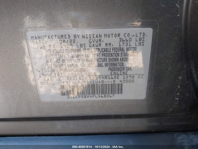 3N1CP5BV4PL468067 Nissan Kicks S Xtronic Cvt