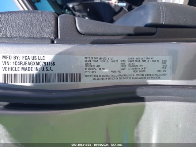 1C4RJEAGXMC791168 Jeep Grand Cherokee Laredo X 4x2