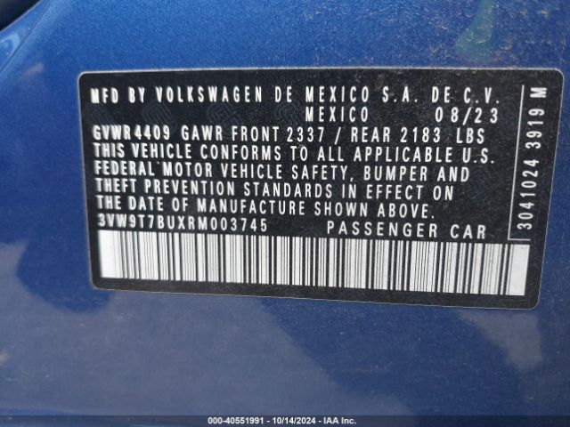 3VW9T7BUXRM003745 Volkswagen Jetta Gli 40th Anniversary Edition