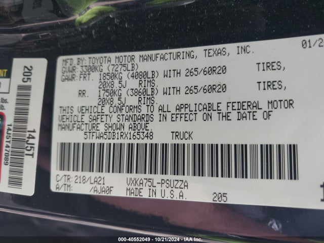 Toyota Tundra Platinum 2024 5TFWA5DB1RX165348 Image 9