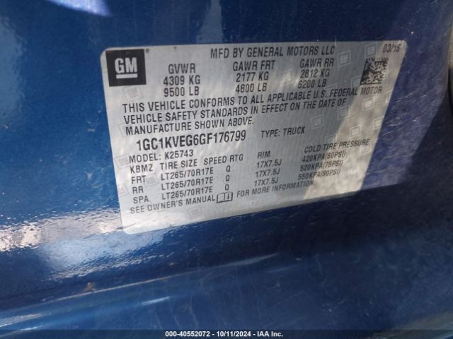 1GC1KVEG6GF176799 Chevrolet Silverado 2500hd Lt