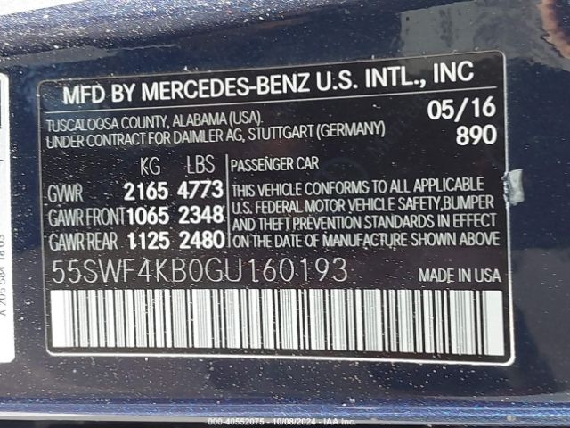 55SWF4KB0GU160193 Mercedes-Benz C 300