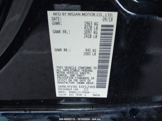 Nissan Altima 2.5 Platinum 2019 1N4BL4FV3KC105200 Image 9