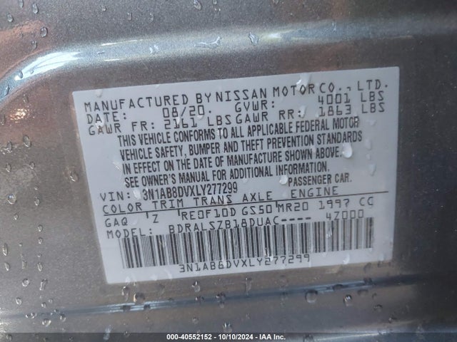Nissan Sentra Sr Xtronic Cvt 2020 3N1AB8DVXLY277299 Image 9