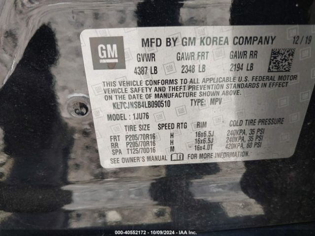 KL7CJNSB4LB090510 Chevrolet Trax Awd Ls