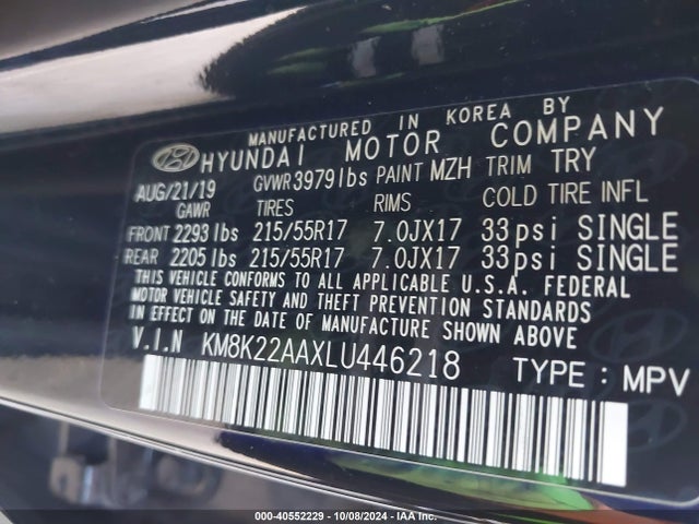 Hyundai Kona Sel 2020 KM8K22AAXLU446218 Image 9