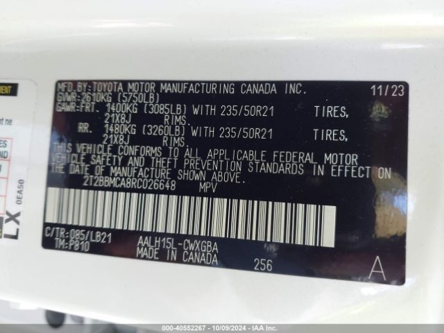 2T2BBMCA8RC026648 Lexus Rx 350h Premium Plus