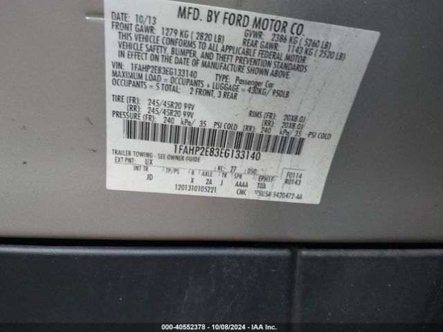 1FAHP2E83EG133140 Ford TAURUS SEL
