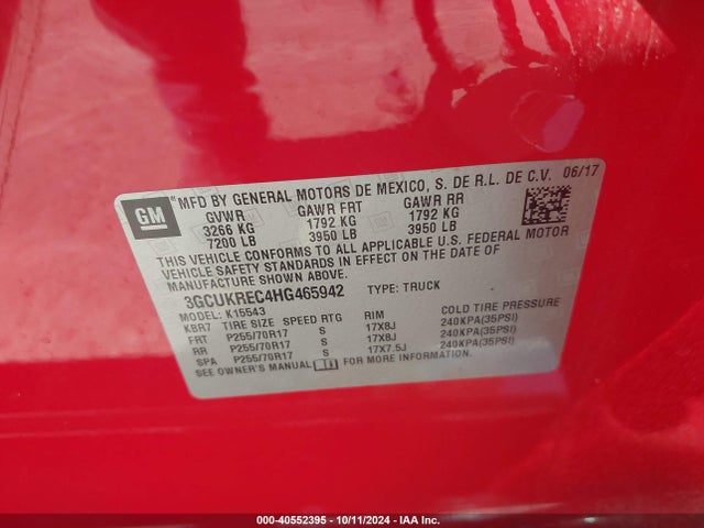 Chevrolet Silverado 1500 1lt 2017 3GCUKREC4HG465942 Image 9