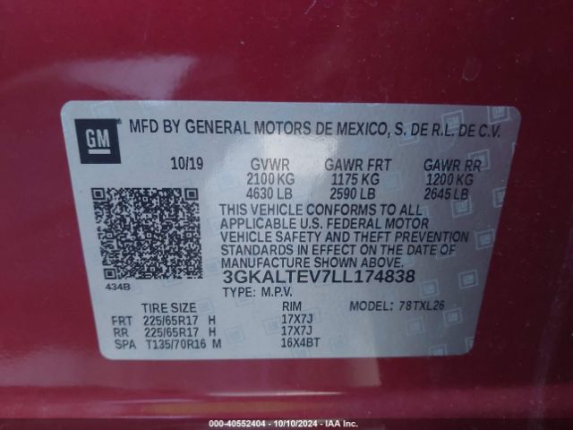 3GKALTEV7LL174838 GMC Terrain Awd Sle