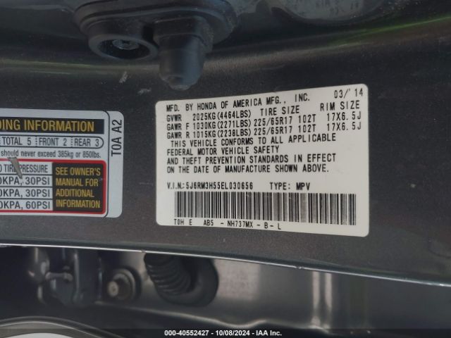 5J6RM3H55EL030656 Honda CR-V EX
