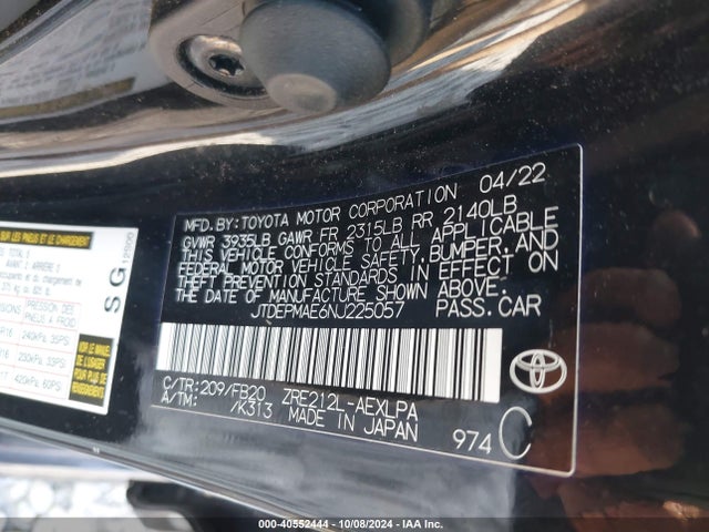 Toyota COROLLA LE 2022 JTDEPMAE6NJ225057 Image 9