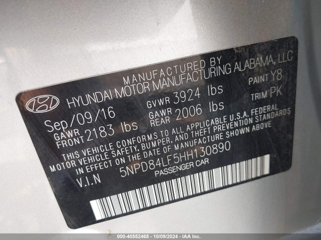 Hyundai ELANTRA SE 2017 5NPD84LF5HH130890 Image 9