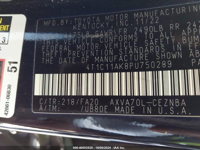 Toyota CAMRY LE 2023 4T1C11AK8PU750289 Image 9