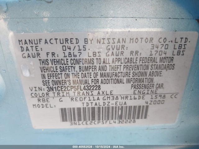 Nissan Versa Note Sv 2015 3N1CE2CP5FL432228 Image 9